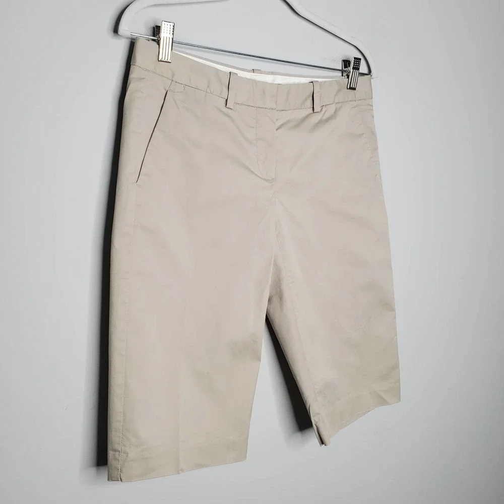 THEORY Cream Stone Tan Palmer Westside Bermuda Shorts Sz 4 - Picture 3 of 7